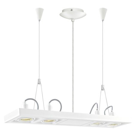 Lampa wisząca Vectus biała z 4 punktami świetlnymi np. do biura kuchni