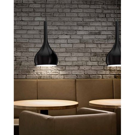Lampa wisząca Soul czarna klosz szklany pękaty pojedyncza nad wyspę kuchenną stół do sypialni salonu kuchni jadalni