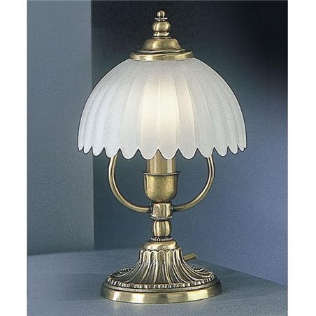 Stylowa włoska lampa stołowa Angri kolor mosiądz biały szklany klosz - OD RĘKI