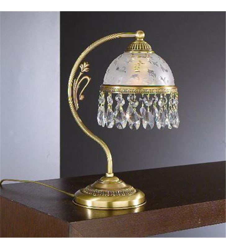 Lampka nocna Brugherio z kryształami styl klasyczny do salonu sypialni na komodę stolik nocny- OD RĘKI