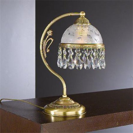Lampka nocna Brugherio z kryształami styl klasyczny do salonu sypialni na komodę stolik nocny- OD RĘKI