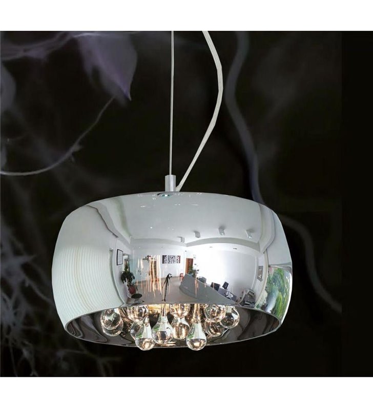 Lampa wisząca Crystal szklany klosz z kryształkami średnica 28cm