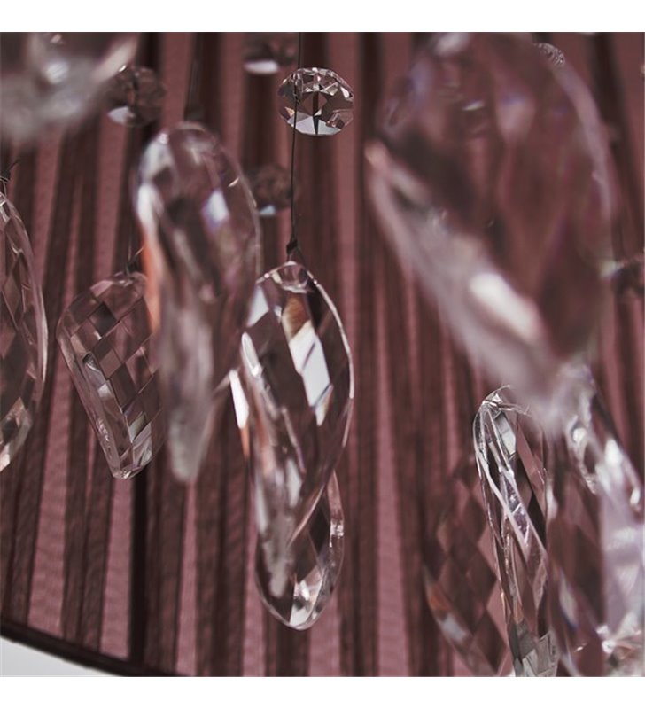 Lampa wisząca Sidney Brown brązowa materiałowa elegancka z akrylowymi zawiesiami