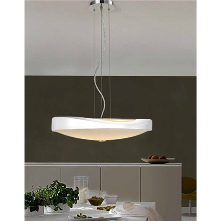 Lampa wisząca Campana biała okrągła nad stół do jadalni do sypialni salonu kuchni