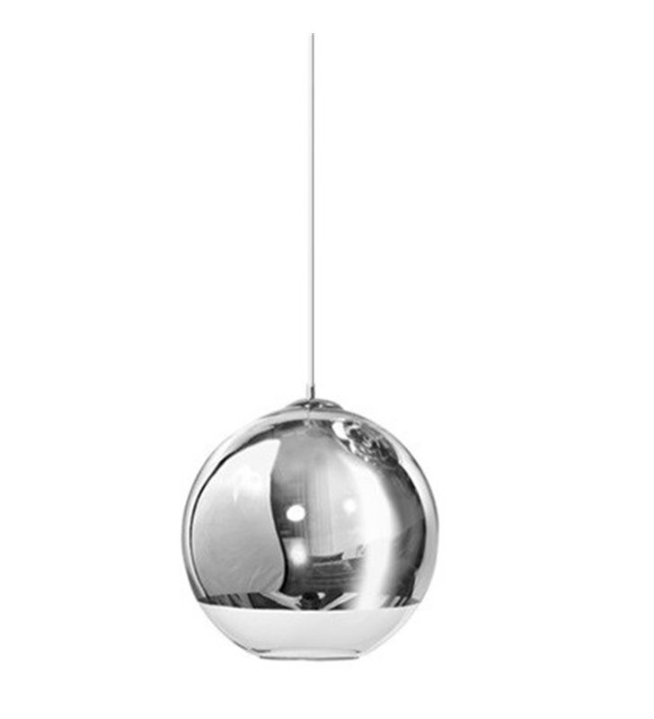 Lampa wisząca Silver Ball 18 szklana kula częściowo chromowana