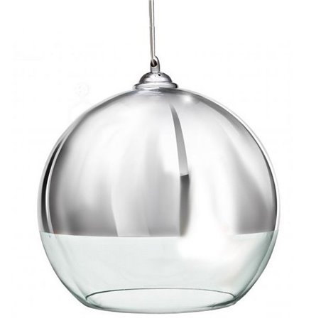 Lampa wisząca Silver Ball 18 szklana kula częściowo chromowana