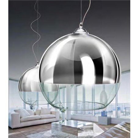 Lampa wisząca Silver Ball 40 częściowo chromowana szklana kula