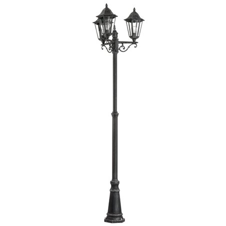 Lampa ogrodowa Navedo 3 punktowa czarno srebrna latarnia 2m styl klasyczny