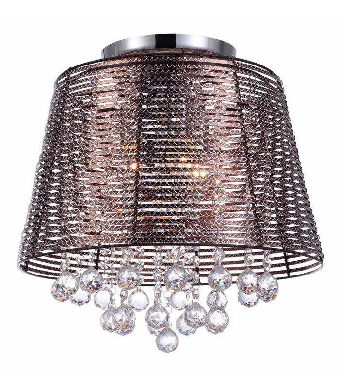 Lampa sufitowa Kutti brązowa metalowa z kryształowymi zawiesiami