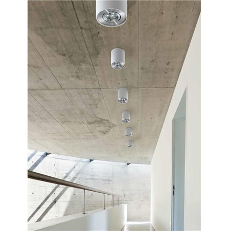 Lampa sufitowa Bross ruchoma pojedyncza walec biała z aluminiowym wykończeniem - DOSTĘPNA OD RĘKI