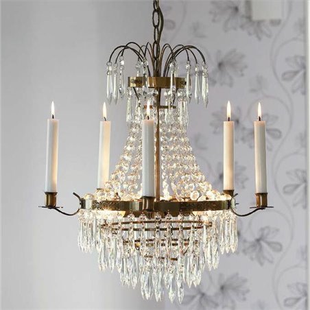 Krageholm stylowy klasyczny żyrandol kryształowy ze świecami wykończenie patyna do salonu jadalni