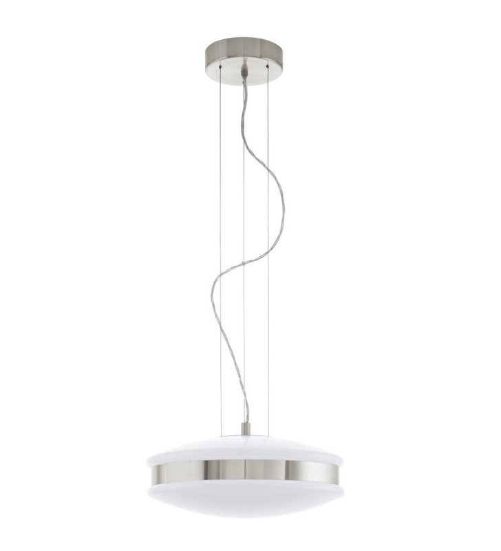 Corvolo LED lampa wisząca okrągła nowoczesna biała z chromowaną opaską