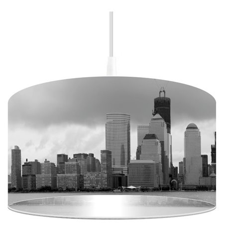 Lampa wisząca Srebrny Manhattan nadruk w odcieniach szarości