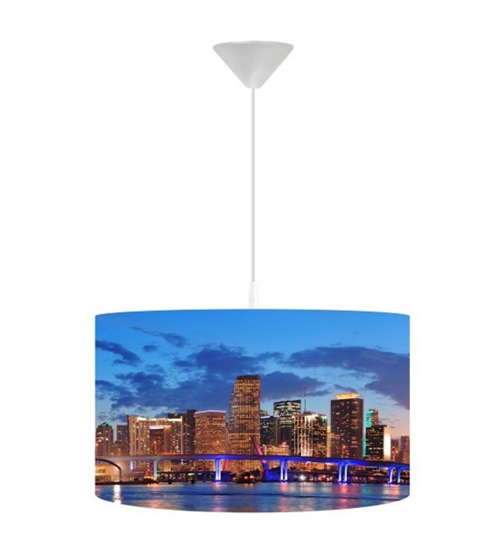 Lampa wisząca z nadrukiem miasta Miami Nocą