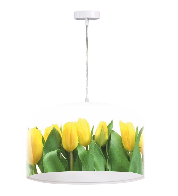 Lampa wisząca Złote Tulipany nadruk z żółtymi tulipanami