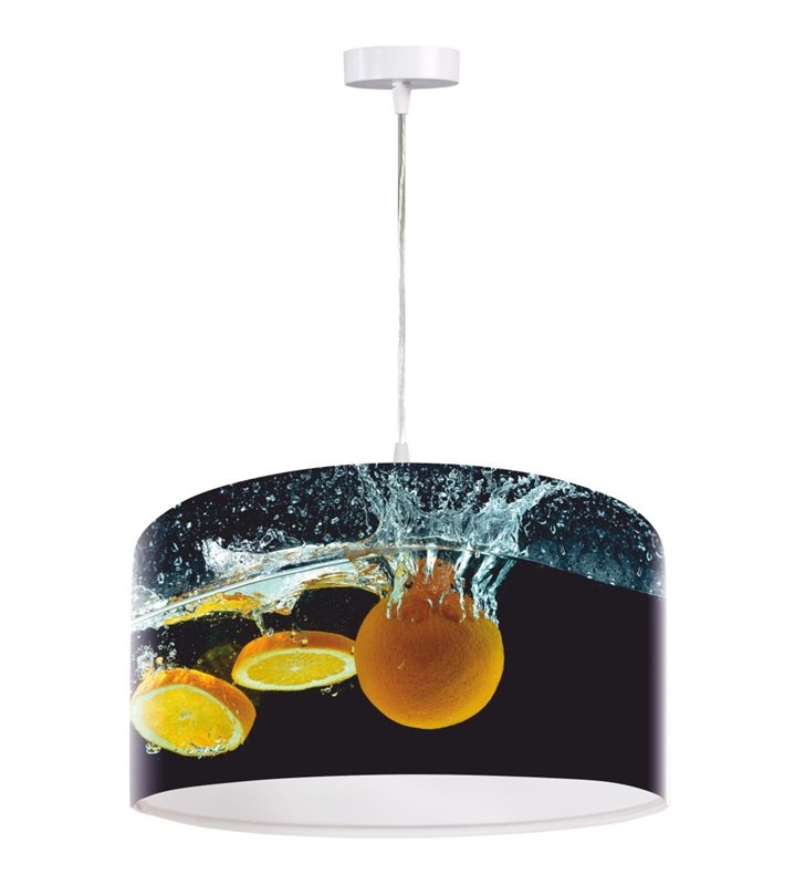 Lampa wisząca Hipnotyczna Pomarańcza ciemny abażur z pomarańczami wysokiej jakości nadruk