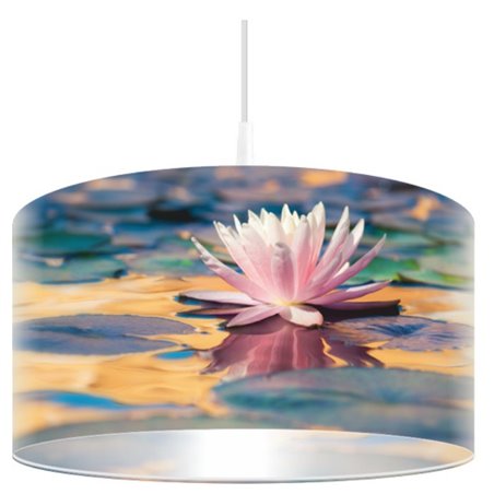 Lampa wisząca Liliowa Toń abażur z nadrukiem kwiatowym