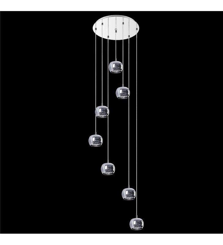 Lampa wisząca Crystal 7 punktowa kaskada z kryształami prawie 2m zwis np. nad schody Zuma Line - OD RĘKI