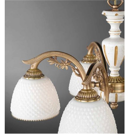 Żyrandol lampa wisząca Rovigo drewniany ręcznie malowany korpus 3 szklane klosze w dół