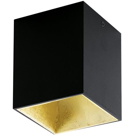 Lampa sufitowa downlight Polasso kwadratowa czarna wewnątrz złota