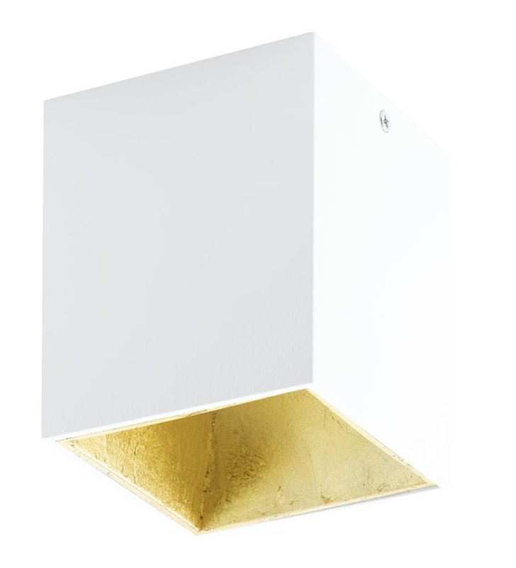 Lampa sufitowa downlight Polasso kwadratowa biała wewnątrz złota