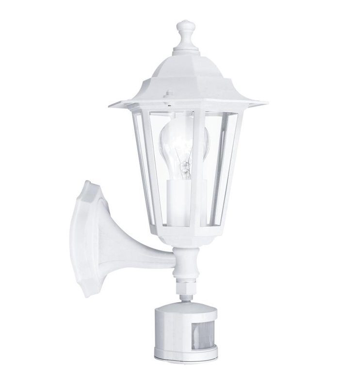 Kinkiet ogrodowy Laterna5 biała klasyczna latarenka z czujnikiem ruchu