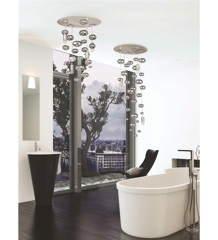 Lampa wisząca sufitowa ze zwisającymi szklanymi bańkami Salva H styl glamour nowoczesna dekoracyjna