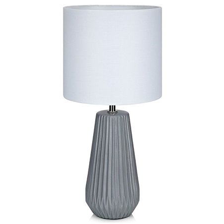 Lampa stołowa Nicci szara ceramiczna podstawa biały abażur do salonu sypialni na komodę stolik nocny