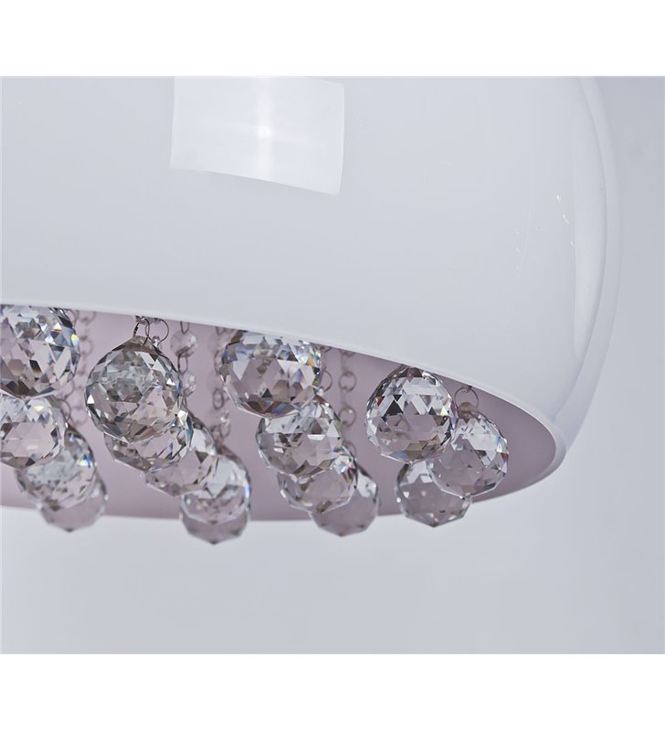 Lampa wisząca Quince biały szklany klosz z kryształkami w stylu glamour