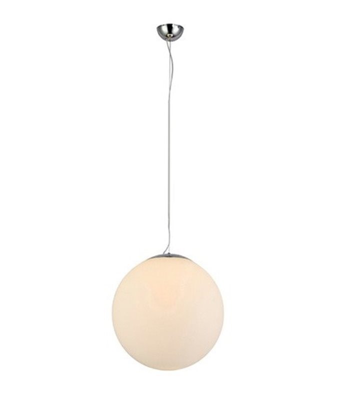 Lampa wisząca White Ball 25 mała szklana biała kula długi zwis
