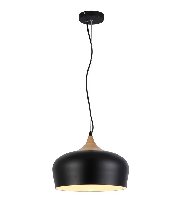 Lampa wisząca Parma czarna z drewnianym wykończeniem do salonu sypialni jadalni kuchni