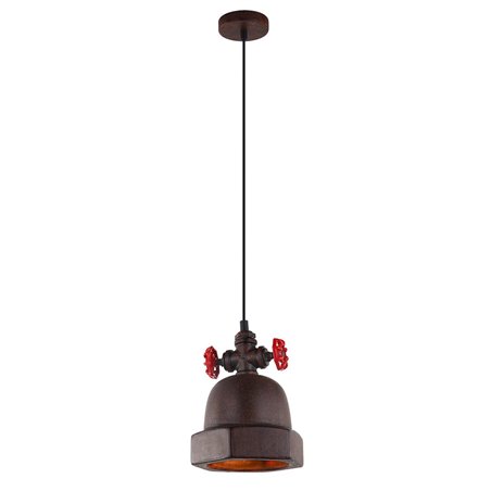 Lampa wisząca Cappo loftowa industrialna kolor rdzawy z czerwonymi elementami do salonu kuchni jadalni do pokoju nastolatka