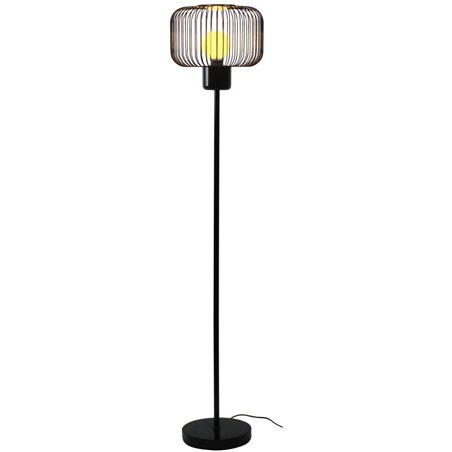 Lampa podłogowa Nomi czarna nowoczesna z metalowym drucianym kloszem - OD RĘKI