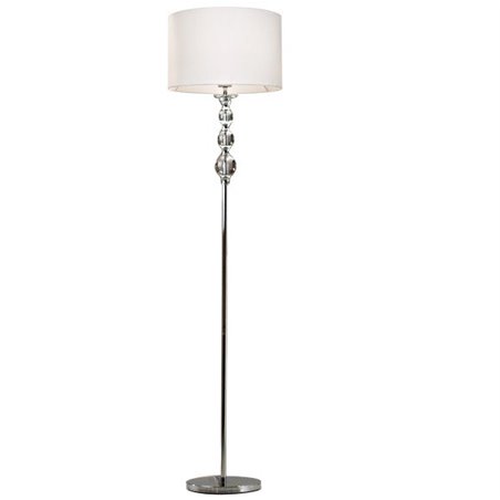 Elegancka stylowa biała lampa podłogowa Rea podstawa chrom ze szklanymi kulami do salonu jadalni sypialni