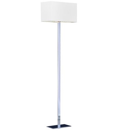 Lampa podłogowa Martens podstawa chrom abażur biały prostokątny do jadalni salonu sypialni pokoju hotelowego