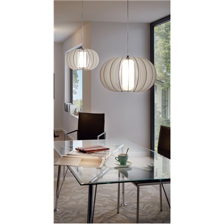 Lampa wisząca Stellato2 klosz biały z drewna od wewnątrz szklany do jadalni kuchni salonu sypialni