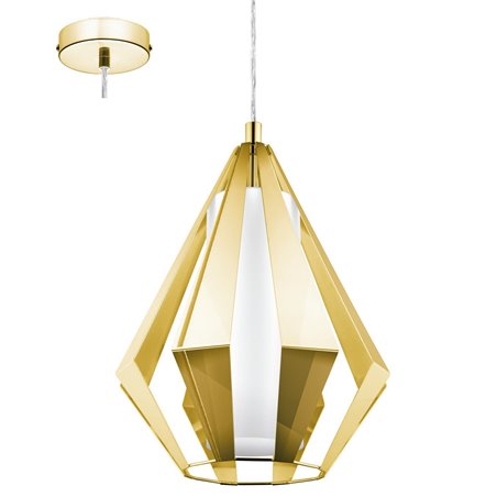 Lampa wisząca Taroca styl nowoczesny klosz zewnętrzny geometryczny kolor mosiądz wewnątrz szklany biały