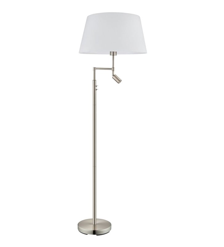 Lampa stojąca Santander z dodatkowym LEDowym punktem świetlnym biały abażur 2 włączniki na lampie