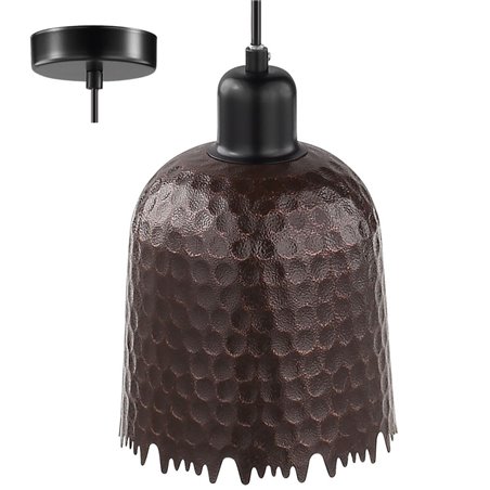 Lampa wisząca Iskal w kolorze antycznej miedzi z czarnym wykończeniem oryginalny kształt klosza