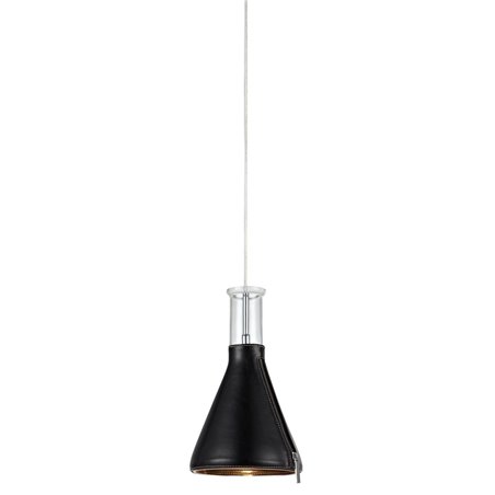 Designerska nowoczesna lampa wisząca Zip klosz szklany skórzany 