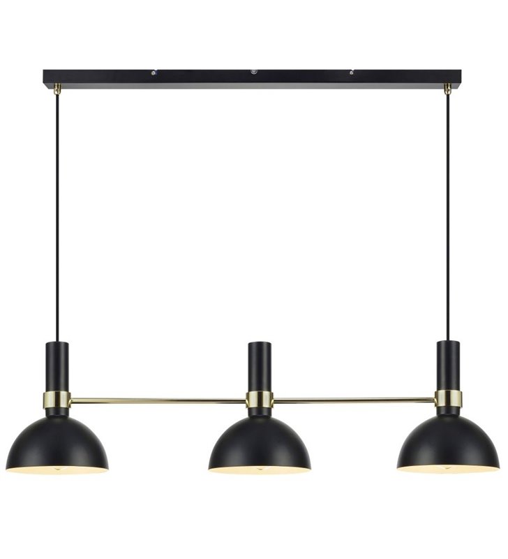 Lampa wisząca Larry potrójna czarna ze złotym wykończeniem idealna nad stół do jadalni kuchni salonu sypialni