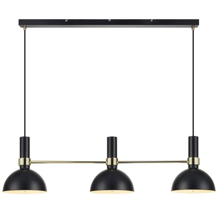 Lampa wisząca Larry potrójna czarna ze złotym wykończeniem idealna nad stół do jadalni kuchni salonu sypialni