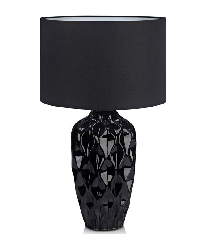 Lampa stołowa Angela nowoczesna czarna podstawa dekoracyjna ceramiczna do sypialni jadalni na komodę wysokość 49cm