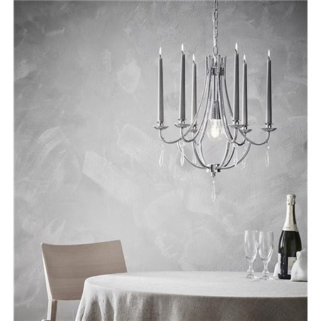 Tamara elegancki stylowy żyrandol ze świecami idealny nad stół do jadalni salonu sypialni ozdobiony kryształkami