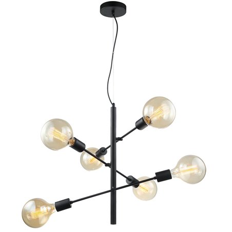 Lampa wisząca Madalyn czarna nowoczesna 6 punktowa dekoracyjne żarówki do salonu sypialni jadalni kuchni nad stół