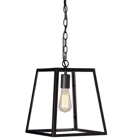 Lampa wisząca Laverno czarny metalowy stelaż bezbarwne szkło łańcuch klosz trapez do jadalni kuchni sypialni salonu