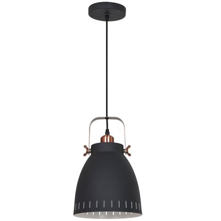 Lampa wisząca Franklin pojedyncza czarna z miedzianymi detalami styl vintage