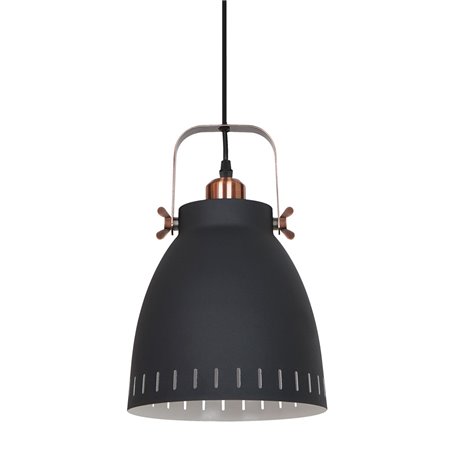 Lampa wisząca Franklin pojedyncza czarna z miedzianymi detalami styl vintage