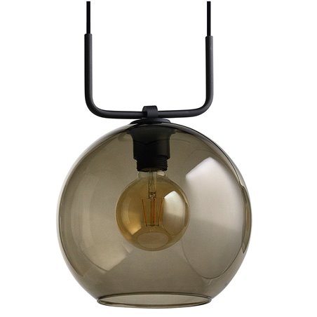 Nowoczesna lampa wisząca w stylu loftowym Monaco czarna klosz szklana kula czarna transparentna