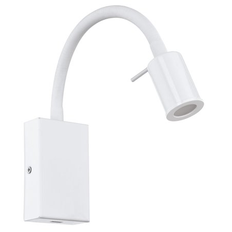 Nowoczesny biały kinkiet z giętkim ramieniem Tazzoli włącznik na lampie gniazdo USB